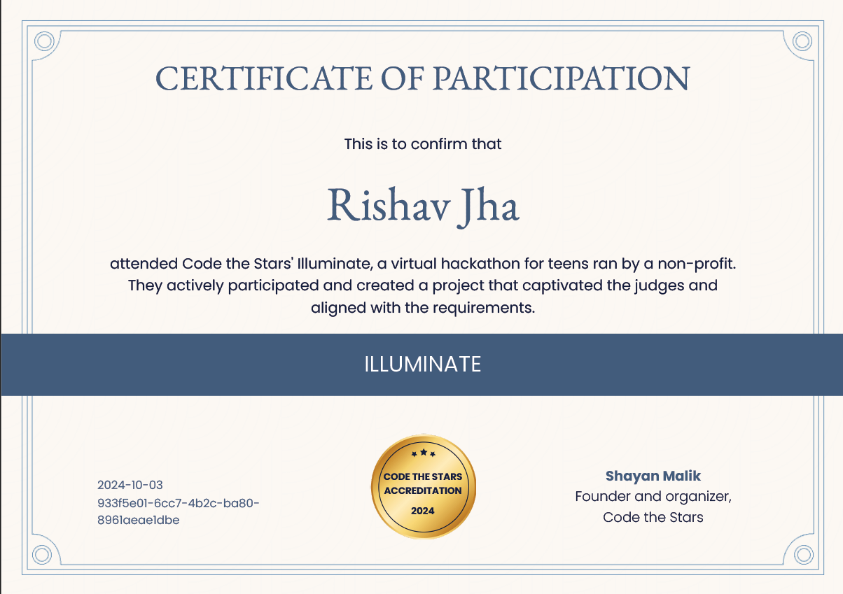 Hackathon Certificate